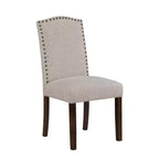 Chaises de salle à manger GDFStudio Bennett au design classique moderne, avec assise et dossier en tissu texturé et clous décoratifs (Lot de 2)