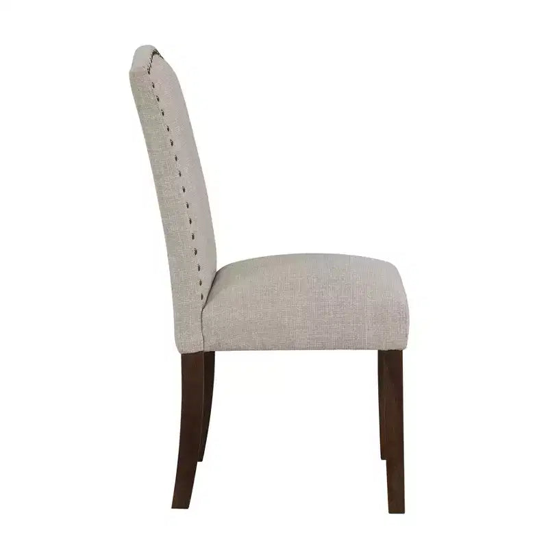 Chaises de salle à manger GDFStudio Bennett au design classique moderne, avec assise et dossier en tissu texturé et clous décoratifs (Lot de 2)