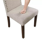 Chaises de salle à manger GDFStudio Bennett au design classique moderne, avec assise et dossier en tissu texturé et clous décoratifs (Lot de 2)