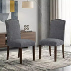 Chaises de salle à manger GDFStudio Bennett au design classique moderne, avec assise et dossier en tissu texturé et clous décoratifs (Lot de 2)