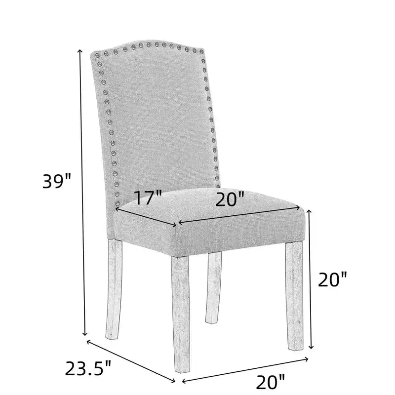 Chaises de salle à manger GDFStudio Bennett au design classique moderne, avec assise et dossier en tissu texturé et clous décoratifs (Lot de 2)