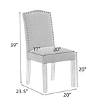 Chaises de salle à manger GDFStudio Bennett au design classique moderne, avec assise et dossier en tissu texturé et clous décoratifs (Lot de 2)
