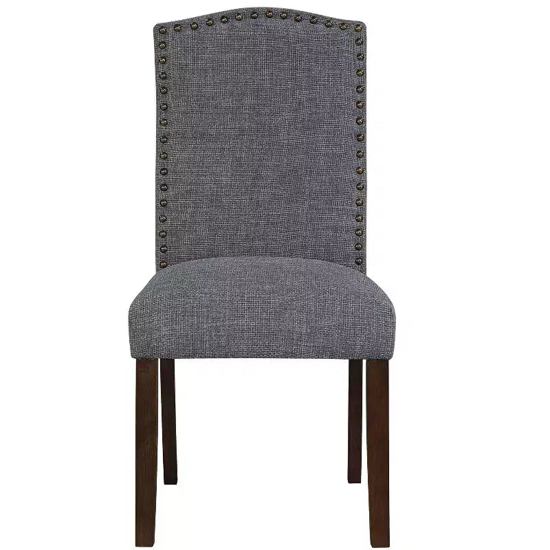 Chaises de salle à manger GDFStudio Bennett au design classique moderne, avec assise et dossier en tissu texturé et clous décoratifs (Lot de 2)