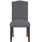 Chaises de salle à manger GDFStudio Bennett au design classique moderne, avec assise et dossier en tissu texturé et clous décoratifs (Lot de 2)