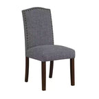 Chaises de salle à manger GDFStudio Bennett au design classique moderne, avec assise et dossier en tissu texturé et clous décoratifs (Lot de 2)