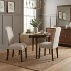 Chaises de salle à manger GDFStudio Bennett au design classique moderne, avec assise et dossier en tissu texturé et clous décoratifs (Lot de 2)