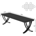 Table à manger rectangulaire Lantine de 78 pouces pour 6 à 8 personnes, grande table de ferme en bois pour cuisine et salle à manger, noire, table uniquement