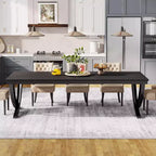 Table à manger rectangulaire Lantine de 78 pouces pour 6 à 8 personnes, grande table de ferme en bois pour cuisine et salle à manger, noire, table uniquement