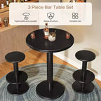 Ensemble table de bar ronde Lantine de 99,06 cm de haut, table de bistrot moderne noire avec 2 tabourets de bar pour cuisine, salon, appartement