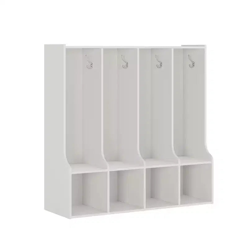 Casier vestiaire de classe à 4 sections avec 8 compartiments, meuble de rangement en bois avec 8 crochets, casiers de classe pour la maison, le bureau, l'école, la salle de sport