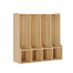 Casier vestiaire de classe à 4 sections avec 8 compartiments, meuble de rangement en bois avec 8 crochets, casiers de classe pour la maison, le bureau, l'école, la salle de sport