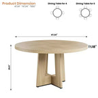 Table à manger ronde de 47 pouces pour 4 à 6 personnes - Table de cuisine circulaire pour salon, cuisine, appartement