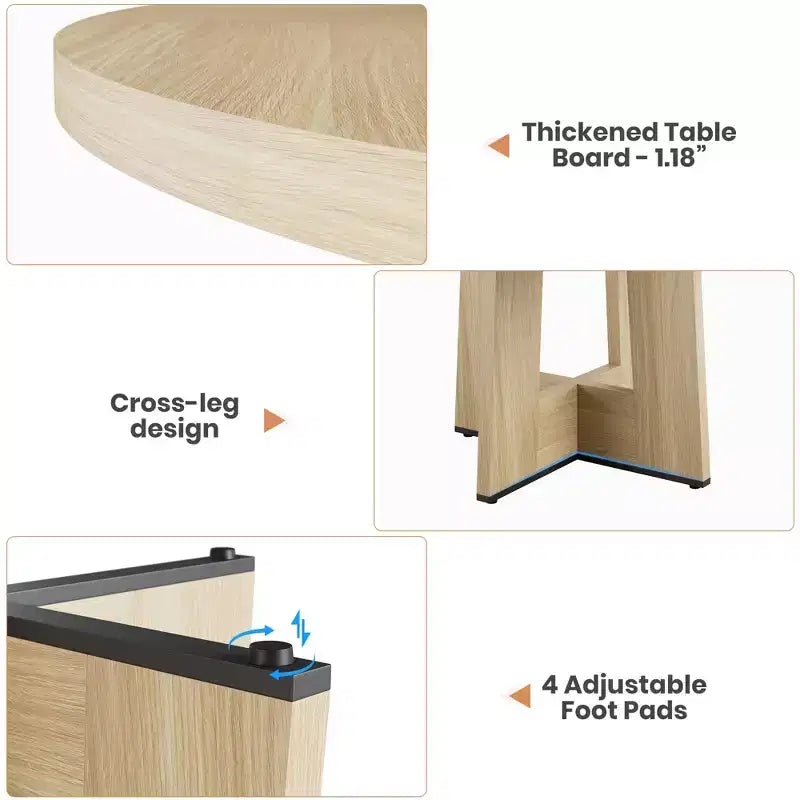 Table à manger ronde de 47 pouces pour 4 à 6 personnes - Table de cuisine circulaire pour salon, cuisine, appartement