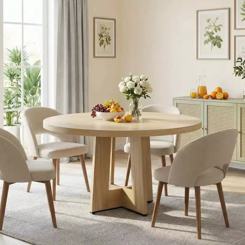 Table à manger ronde de 47 pouces pour 4 à 6 personnes - Table de cuisine circulaire pour salon, cuisine, appartement