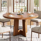 Table à manger ronde de 47 pouces pour 4 à 6 personnes - Table de cuisine circulaire pour salon, cuisine, appartement