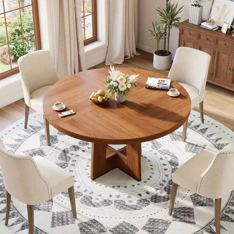 Table à manger ronde de 47 pouces pour 4 à 6 personnes - Table de cuisine circulaire pour salon, cuisine, appartement