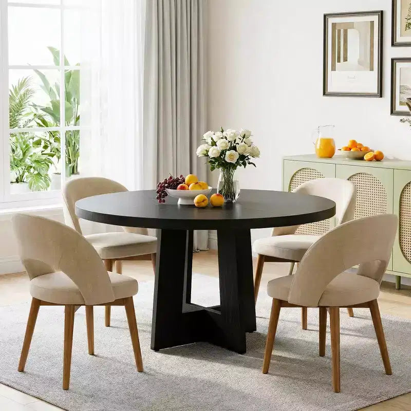 Table à manger ronde de 47 pouces pour 4 à 6 personnes - Table de cuisine circulaire pour salon, cuisine, appartement