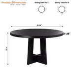Table à manger ronde de 47 pouces pour 4 à 6 personnes - Table de cuisine circulaire pour salon, cuisine, appartement