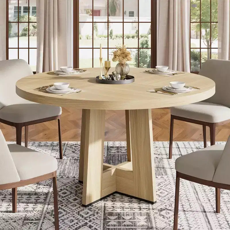 Table à manger ronde de 47 pouces pour 4 à 6 personnes - Table de cuisine circulaire pour salon, cuisine, appartement