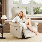 Fauteuil inclinable, planeur berçant pivotant à 270°, tissu d'ameublement et dossier capitonné, chaise ergonomique pour chambre d'enfant ou salon