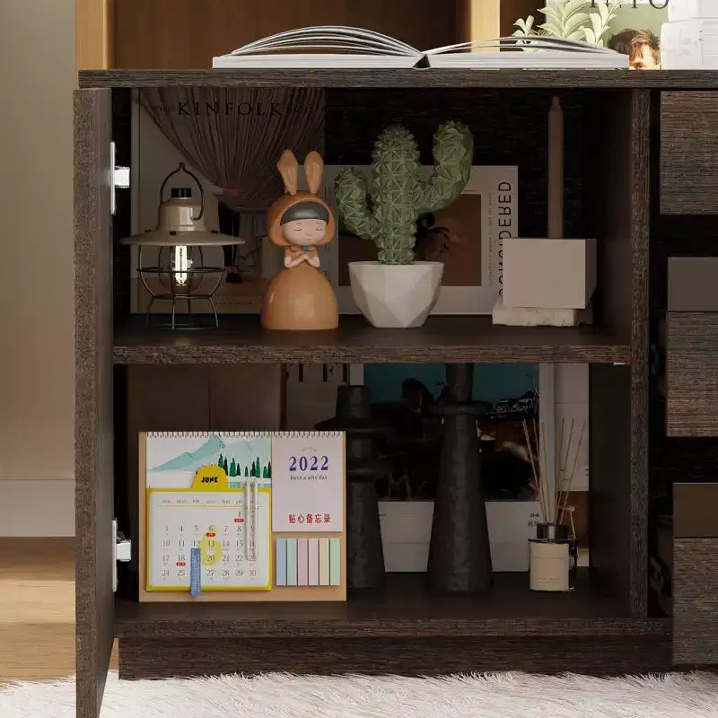 Bureau debout d'angle Hitow en bois foncé : Hauteur réglable électriquement + Meuble de rangement Poste de travail ergonomique pour la maison