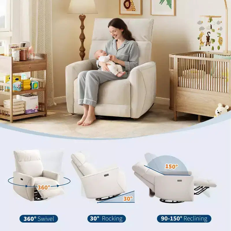 Fauteuil inclinable, pivotant et à bascule, canapé simple en tissu rembourré, fauteuil simple ergonomique à dossier haut, pour salon, chambre à coucher