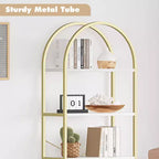 Étagère arquée à 5 niveaux, 180 cm de haut, rangement autoportant, doré et blanc, pour salon, chambre, bureau