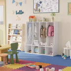 Portemanteau-casier pour salle de classe, organisateur de rangement à 4 sections avec 8 crochets, pour la maison, l'école, la crèche, la maternelle