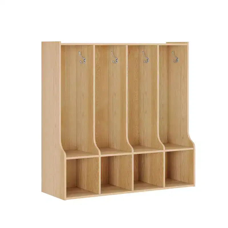 Portemanteau-casier pour salle de classe, organisateur de rangement à 4 sections avec 8 crochets, pour la maison, l'école, la crèche, la maternelle