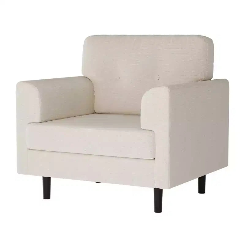 Fauteuil d'appoint avec accoudoirs larges de 38 po, chaise de lecture et de salon rembourrée en lin, mousse haute densité, pour salon, chambre à coucher, bureau