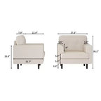 Fauteuil d'appoint avec accoudoirs larges de 38 po, chaise de lecture et de salon rembourrée en lin, mousse haute densité, pour salon, chambre à coucher, bureau