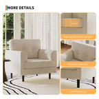 Fauteuil d'appoint avec accoudoirs larges de 38 po, chaise de lecture et de salon rembourrée en lin, mousse haute densité, pour salon, chambre à coucher, bureau