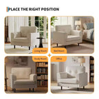 Fauteuil d'appoint avec accoudoirs larges de 38 po, chaise de lecture et de salon rembourrée en lin, mousse haute densité, pour salon, chambre à coucher, bureau