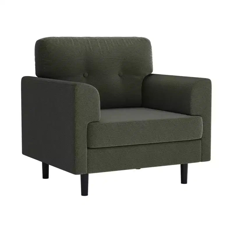 Fauteuil d'appoint avec accoudoirs larges de 38 po, chaise de lecture et de salon rembourrée en lin, mousse haute densité, pour salon, chambre à coucher, bureau