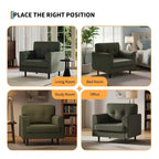 Fauteuil d'appoint avec accoudoirs larges de 38 po, chaise de lecture et de salon rembourrée en lin, mousse haute densité, pour salon, chambre à coucher, bureau