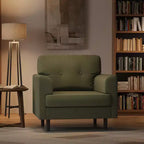 38 Wide Armrest Accent Chair, Linen Upholstered Reading, Lounge Chair, High-Density Foam, for Living Room, Bedroom, Office