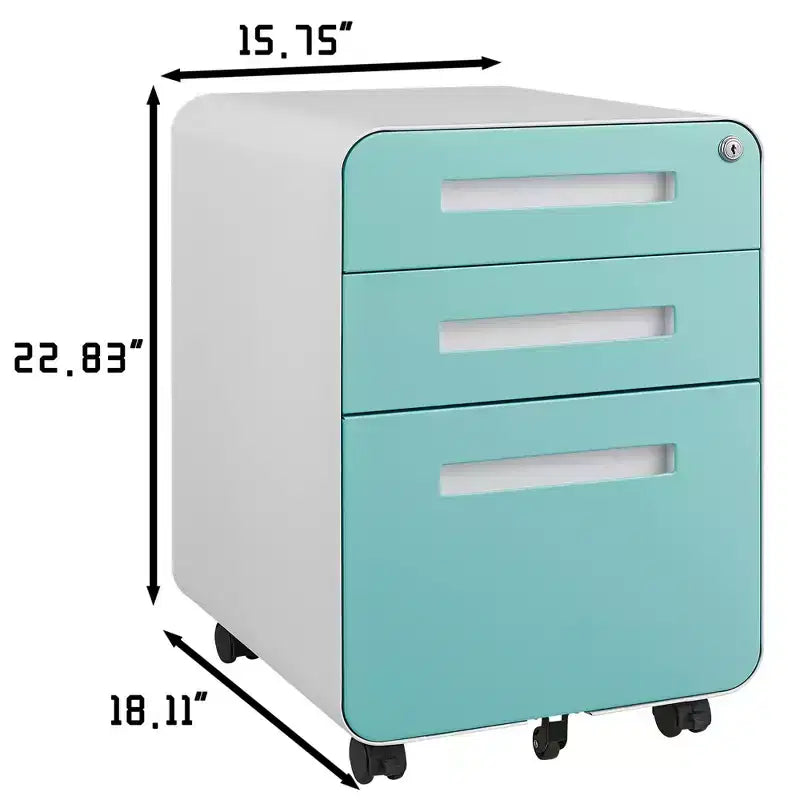 Classeur de bureau à 3 tiroirs pour le bureau à domicile, classeur mobile sous le bureau avec serrure pour format A4/Lettre/Légal, classeur roulant anti-basculement à 5 roulettes