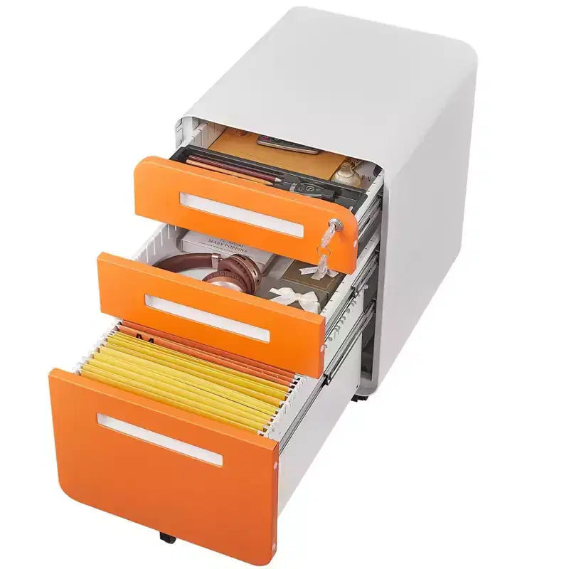 Classeur de bureau à 3 tiroirs pour le bureau à domicile, classeur mobile sous le bureau avec serrure pour format A4/Lettre/Légal, classeur roulant anti-basculement à 5 roulettes