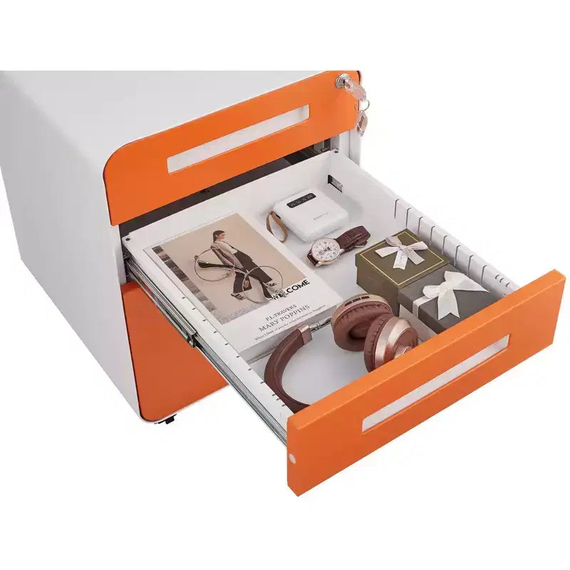 Classeur de bureau à 3 tiroirs pour le bureau à domicile, classeur mobile sous le bureau avec serrure pour format A4/Lettre/Légal, classeur roulant anti-basculement à 5 roulettes