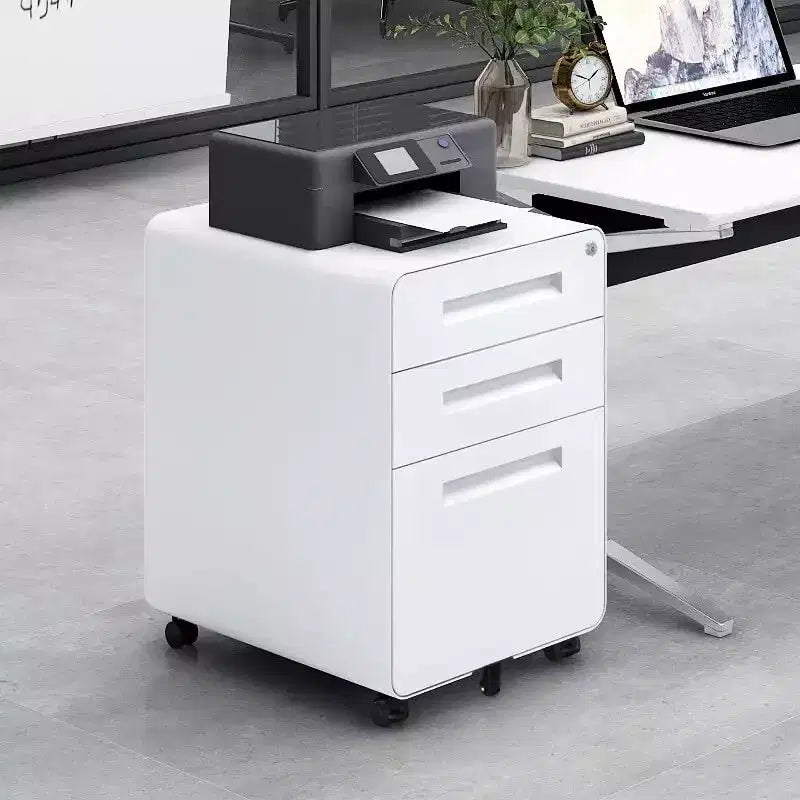 Classeur de bureau à 3 tiroirs pour le bureau à domicile, classeur mobile sous le bureau avec serrure pour format A4/Lettre/Légal, classeur roulant anti-basculement à 5 roulettes