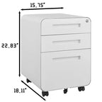 Classeur de bureau à 3 tiroirs pour le bureau à domicile, classeur mobile sous le bureau avec serrure pour format A4/Lettre/Légal, classeur roulant anti-basculement à 5 roulettes