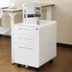 Classeur de bureau à 3 tiroirs pour le bureau à domicile, classeur mobile sous le bureau avec serrure pour format A4/Lettre/Légal, classeur roulant anti-basculement à 5 roulettes