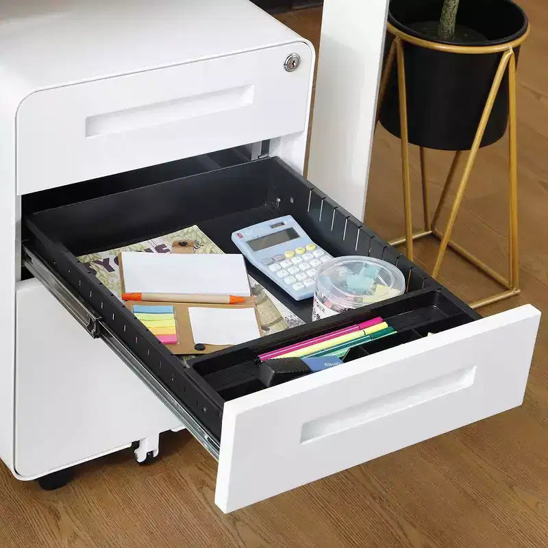 Classeur de bureau à 3 tiroirs pour le bureau à domicile, classeur mobile sous le bureau avec serrure pour format A4/Lettre/Légal, classeur roulant anti-basculement à 5 roulettes