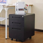 Classeur de bureau à 3 tiroirs pour le bureau à domicile, classeur mobile sous le bureau avec serrure pour format A4/Lettre/Légal, classeur roulant anti-basculement à 5 roulettes