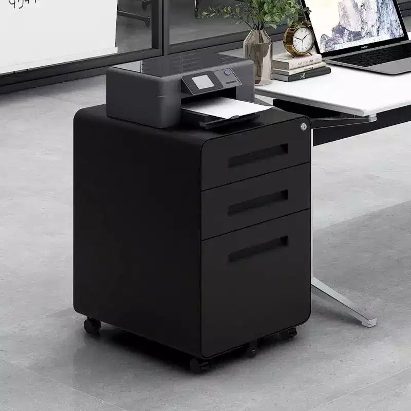 Classeur de bureau à 3 tiroirs pour le bureau à domicile, classeur mobile sous le bureau avec serrure pour format A4/Lettre/Légal, classeur roulant anti-basculement à 5 roulettes