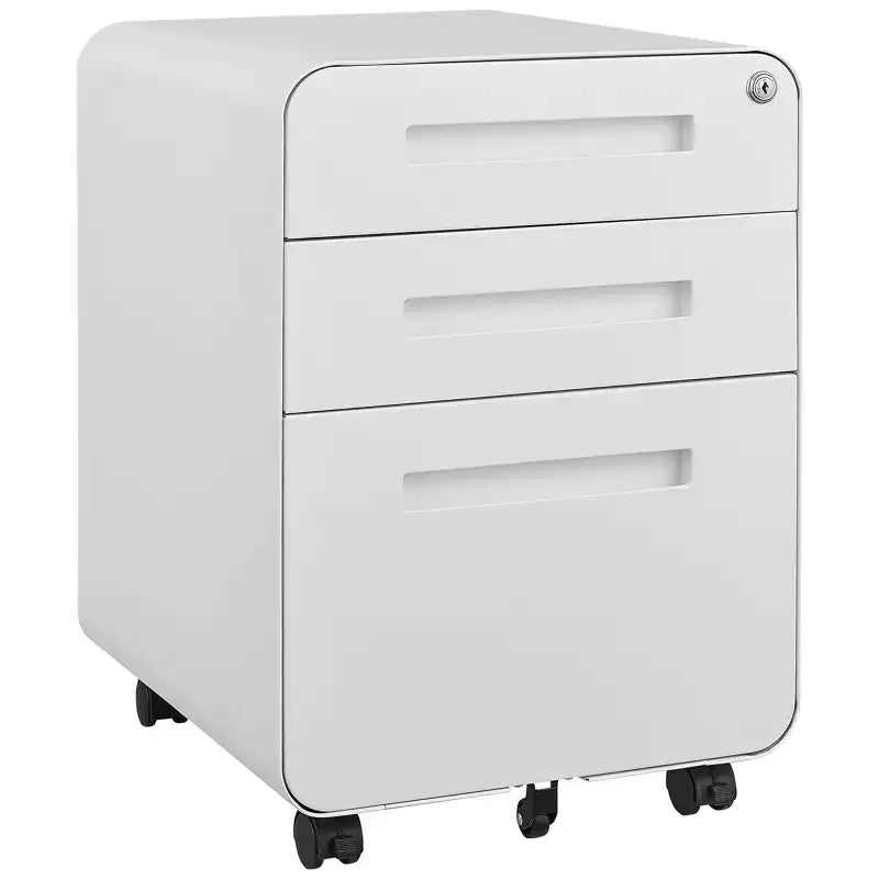 Classeur de bureau à 3 tiroirs pour le bureau à domicile, classeur mobile sous le bureau avec serrure pour format A4/Lettre/Légal, classeur roulant anti-basculement à 5 roulettes