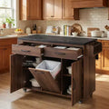 HomyCasa Kitchen Island Cart with Tilt-Out Trash Storage and Rolling Wheels, Walnut