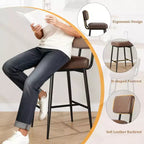 Lot de 2 tabourets de bar, dossier, capacité de charge de 180 kg, pieds en métal, tabourets de bar modernes rembourrés, pour îlot de cuisine, comptoir, décoration intérieure