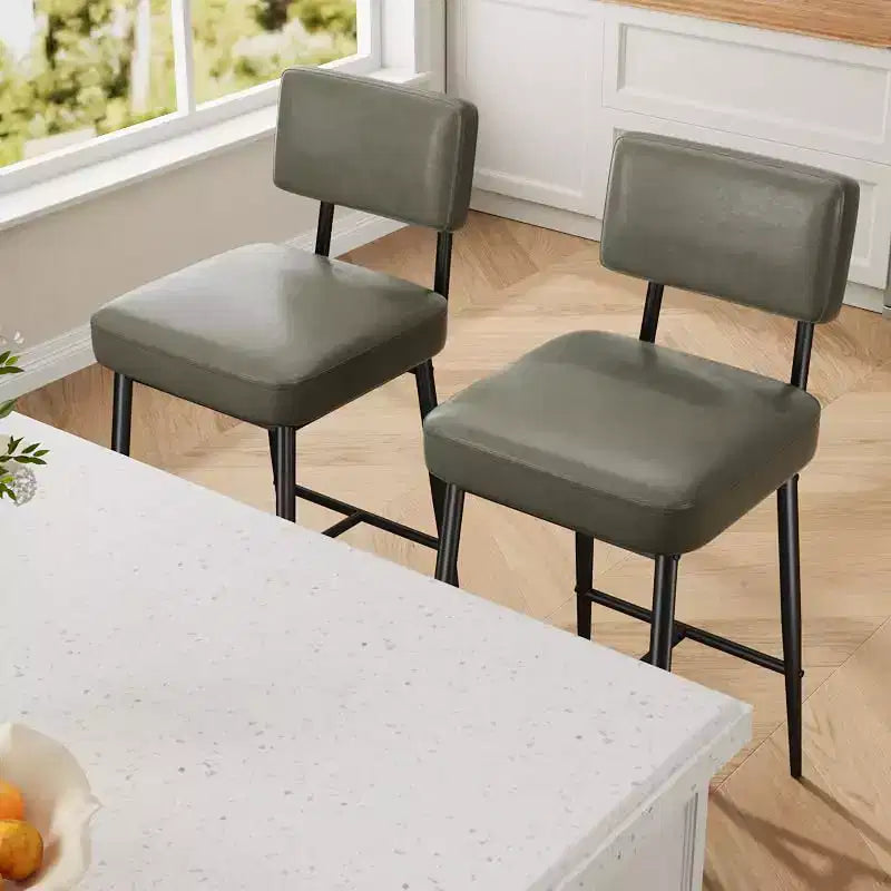 Lot de 2 tabourets de bar, dossier, capacité de charge de 180 kg, pieds en métal, tabourets de bar modernes rembourrés, pour îlot de cuisine, comptoir, décoration intérieure