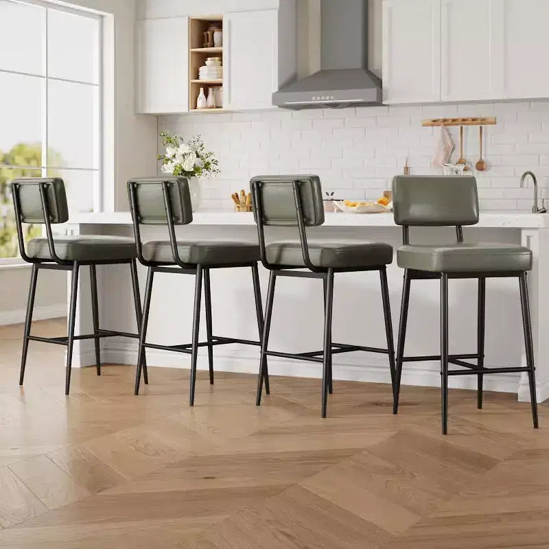 Lot de 2 tabourets de bar, dossier, capacité de charge de 180 kg, pieds en métal, tabourets de bar modernes rembourrés, pour îlot de cuisine, comptoir, décoration intérieure
